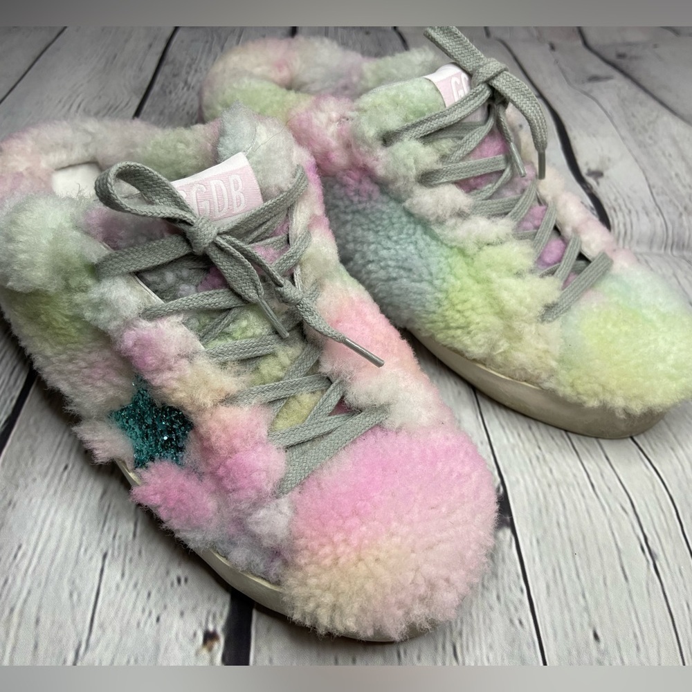New Golden Goose Sabot Shearling Slip On Sneakers in Aquamarine/Pastel Size 36 - Picture 2 of 12